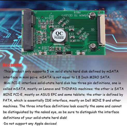 Ximimark 1Pcs Mini PCI-E mSATA to CE ZIF 1.8 inch SSD to 40 pin ZIF CE Cable Adapter Converter Card SSD HDD Adapter Converter...