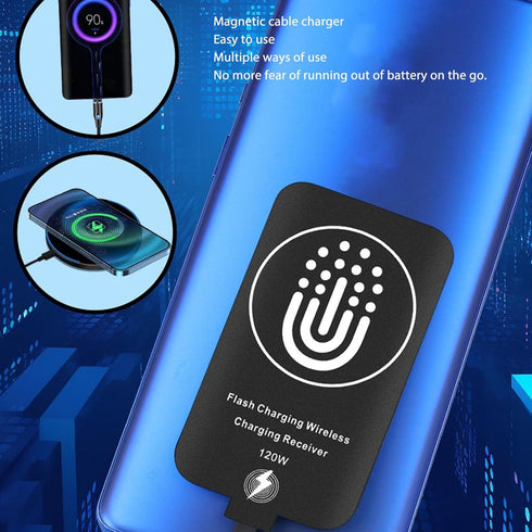 Type C Wireless Charging Receiver, 120W Magnetic/10W Wireless Charging Receiver Dual Purpose USB C Wireless Charger Adapter for Galaxy A51 A40 A20...