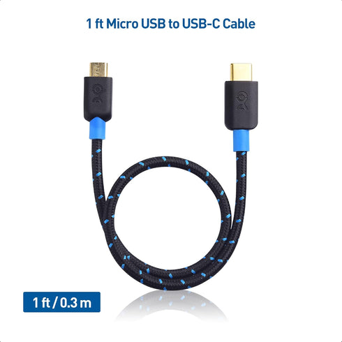 Cable Matters Braided Short USB C to Micro USB Cable 1 ft (Micro USB to USB-C Cable, USB Type C to Micro USB Cable) in Black......