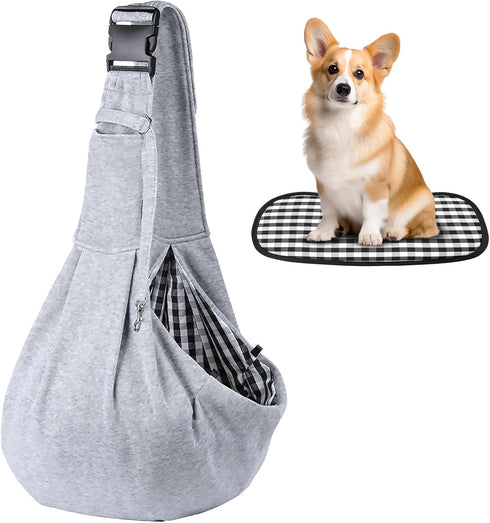 Dog Sling Cat Sling Carrier with Bottom Support, Kanemc Hands Free Sling Bag for 12Lbs Short Dog Small Puppy 16Lbs Clingy Cat Pets, Lightweight & ...