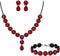 BriLove Women's Wedding Bridal Round Teardrop Crystal Necklace Sparkle Halo Bracelet Pierced Dangle Earrings Jewelry Set...