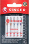 SINGER 04803 Regular Point Overlock Needles, 5-Count, Sizes 80/12, 90/14, 100/16...