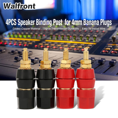 4 Pcs Banana Socket Test Probe Audio Speaker Terminal Binding Post Banana Plug Jack Socket Adapter Connector for 4mm Banana Plugs Black and Red...