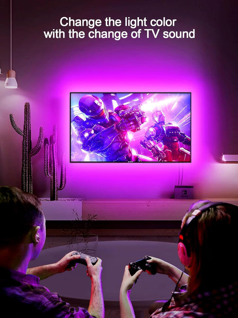 GIPOYENT TV Light Strip, Music Sync LED TV Backlight, for 32-50 Inch TV, LED TV Light with Bluetooth Function - RGB Color Changing Light Strip for...