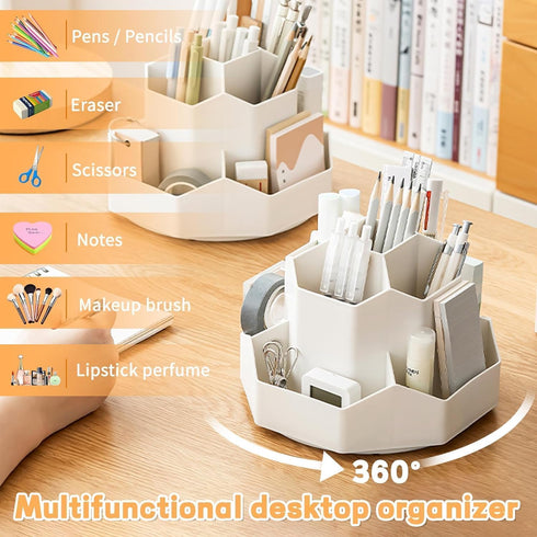 Pencil Pen Holder for Desk,Multi-Functional Desk Organizer,9 Slots 360 Degree Rotating Office Supplies Set and Desk Accessories for Home Office Or...