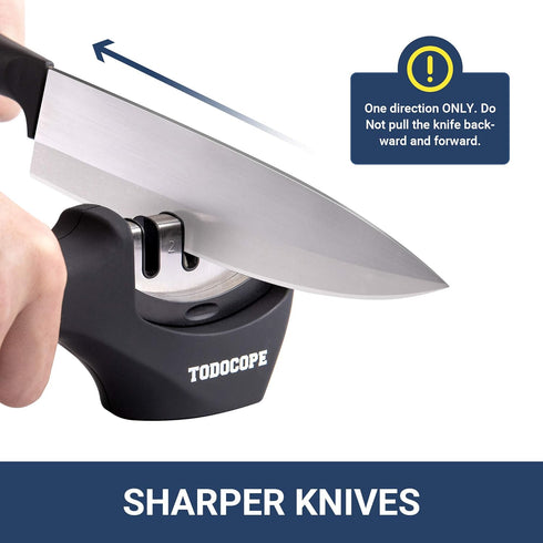 Premium Chef Knife Sharpener, Professional Kitchen Chef 3 Slot Design, Manual Knife Sharpener Kit, black, medium...
