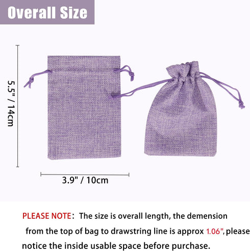 20pcs Burlap Bags with Drawstring 3.9 x 5.5 inch, Linen Gift Bags Jewelry Pouches Sachets for Christmas Wedding Party Favor (Light Purple)...