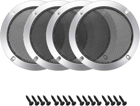 uxcell 4pcs 4" Speaker Grill Mesh Decorative Circle Woofer Guard Protector Cover Accessories Silver...