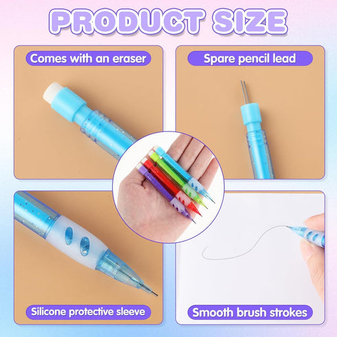 16 PCS Mini Mechanical Pencils 0.7 Mm Mini Small Automatic Pencil With Eraser for High School Students Kids Mini Office Supplies for Writing Drawi...