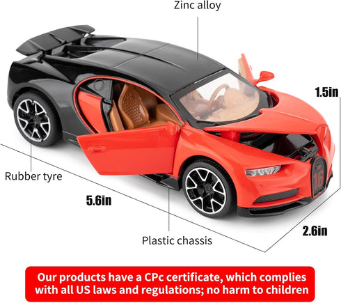 1/32 scale Alloy Toy Car, Bugatti Chiron Model Car, Toy Car with Pull Back Function, Toy Model with Sound and Bright Lights, Toy Car for 3-8 Years...
