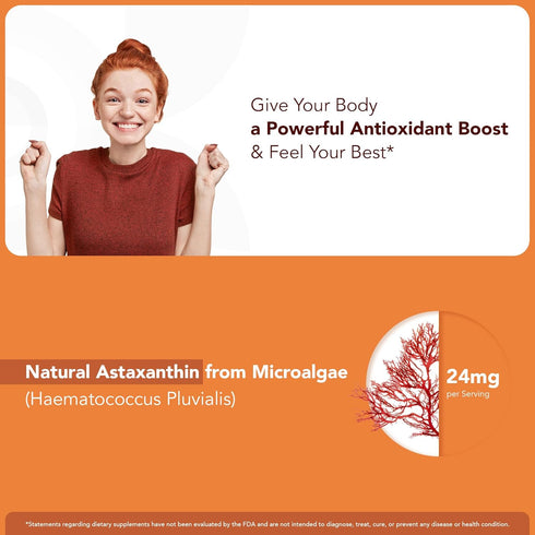 Chewable Astaxanthin Gummies - Natural Astaxanthin 24mg Antioxidant Supplement - Vegan, Non-GMO, Sugar-Free, Gluten-Free, Soy-Fee, 3rd Party Lab T...