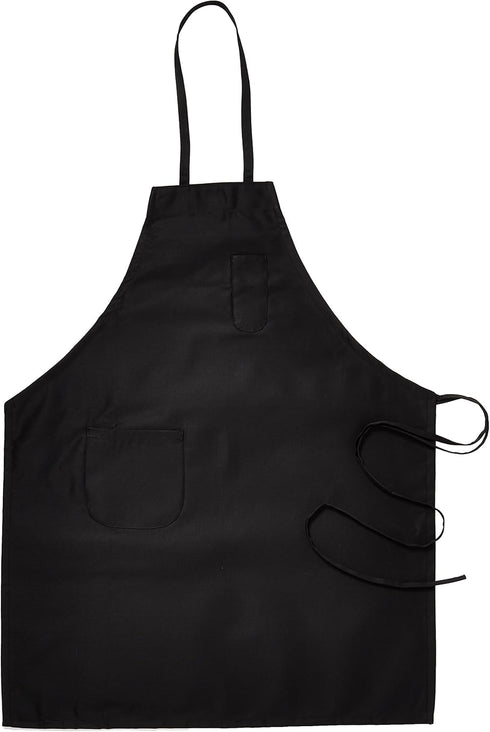 Winco BA-PBK Full Length Bib Apron with Pocket, Black,Medium...