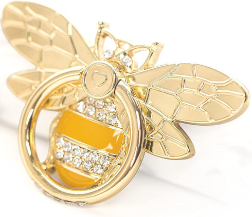 Allengel Stylish Phone Ring Grip Holder Stand, Bee Phone Finger Holder Kickstand for iPhone and Android Phone, Gold & Crystal...