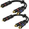 RCA Splitter, 2 Pack RCA Male to Dual RCA Female Y Splitter Cable Stereo to Mono Adapter, 8 Inches Gold Plated Audio Cable Cord for Subwoofer Spea...