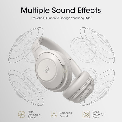 DOQAUS Bluetooth Headphones, Wireless Over Ear Bluetooth Headphones, 70H Playtime, 3EQ Modes, HiFi Stereo Sound, Deep Bass, Memory Foam Ear Cups, ...