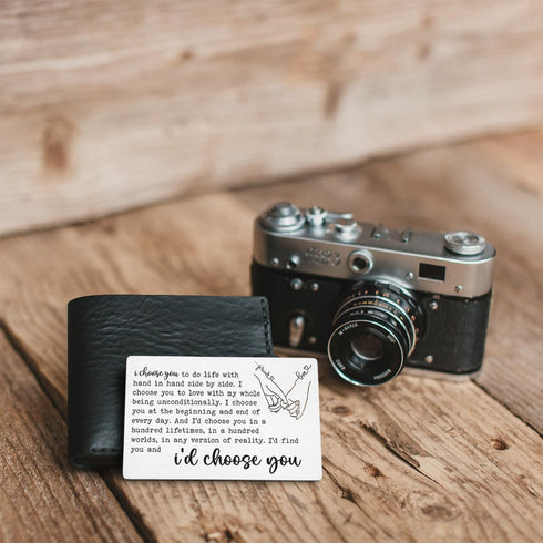 akeke Husband Wallet Card From Wife Anniversary Card for Him Hubby Engraved Wallet Insert Card I Love You Gifts Love Notes for Husband Long Distan...
