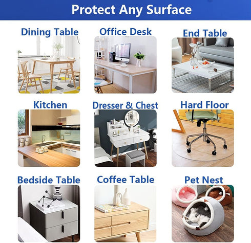 Transparent 14x24 in Small Office Desk Blotter Mat Clear Plastic Table Protector Cover Pad PVC Topper Surface Proection Mat Pad Anti Scratch Table...