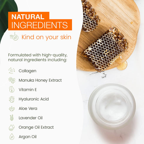 Collagen & Manuka Honey Daily Face Moisturizer - Moisturizing & Balances pH Level, Anti-aging & Firming Day Cream - Cruelty Free Korean Skin Care ...