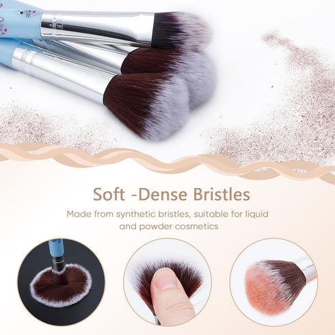 Cartoon Kitty Makeup Bag with Makeup Brush Plush Stitch Cosmetics Case 8 Pcs Cosmetic Brush Kawaii Capacity Bag for Women -5...
