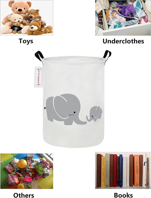 QUEENLALA Large Storage Basket,Laundry Hamper/Bathroom/Home Decor/Collapsible Round Storage Bin,Boys and Girls Hamper/Boxes/Clothing(Parent-child ...