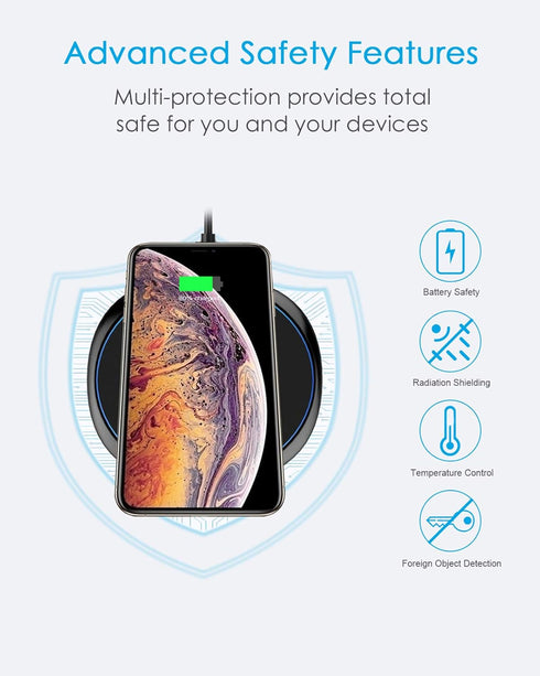NANAMI Fast Wireless Charger, 7.5W Qi Certified Charging Pad with PD3.0 Adapter USB Charger for iPhone 15/14/13/12/11 Pro Max/XR/8 Plus/Airpods 2,...