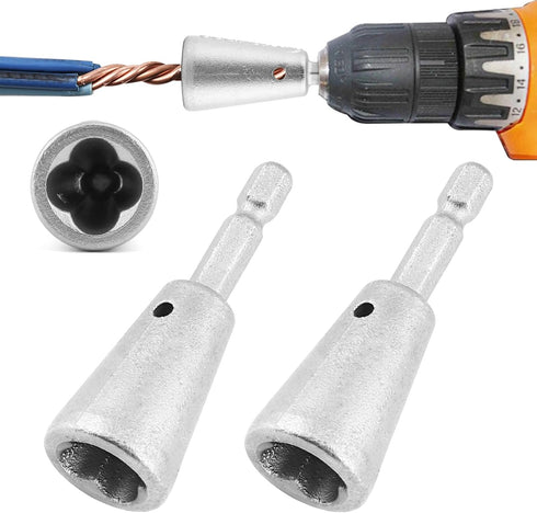 2pcs Wire Twisting Tool for Drill, Wire Twisting Tool Twisting Wire Connector, Silver Metal Wire Twisting Tools with 1/4 Hex Shank, Wire Twisting ...