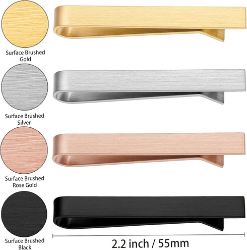 2.2 Inch Tie Clips for Men’s Regular tie in Gift Box, Tie bar & Pins Set for Necktie in Black Red White Blue Color, Suitable for Wedding Anniversa...