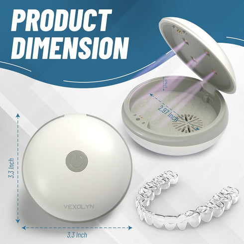 Premium UV Retainer Case with Fan for Hygienic Storage and Cleaning. Removable Silicon Insert. UVC Retainer Cleaner and Case Disinfects and Remove...