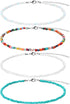 4 Pieces Women Bead Choker Necklace Colorful Bohemian Seed Bead Chain Girls Boho Hawaiian White Tiny Turquoise Layered Collar (Style A, 4 Pieces)...