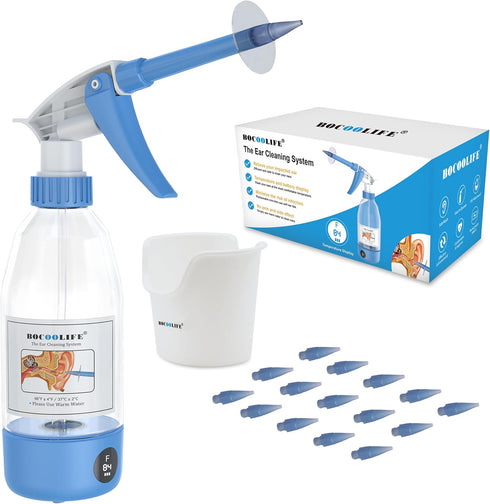 Ear Wax Removal Kit Ear Irrigation Flushing System Temperature Display, Upgraded Ear Flush Cleaner Flusher Ear Cleaning Kit, Safe Wash, Comfortabl...