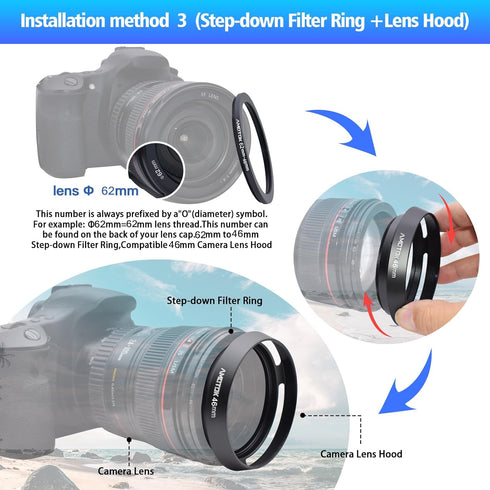 46mm Camera Lens Hood Compatiable All Brands Ø46mm Lenses.Example 75mmf/2.5SUMMARIT;90mmf/2.8ELMARIT,35-100mmf/4.0-5.6;for LumixG14mmf/2.5ASPH,35-...