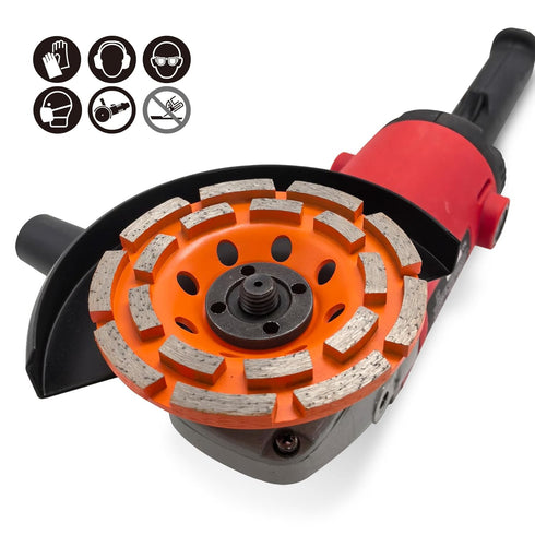 FEWELL 4 1/2” Concrete Grinding Wheel, Double Row Diamond Cup Wheel with 7/8” Arbor for Polishing and Grinding Concrete Surface Brick Stone Marble...