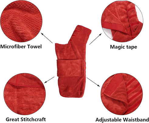 Geyecete Dog Bathrobe Towel Dog Drying Coat-Dry Fast Dog Bag-Pineapple grid Fast Drying Super Absorbent Pet Dog Cat Bath Robe Towel-Red-M...