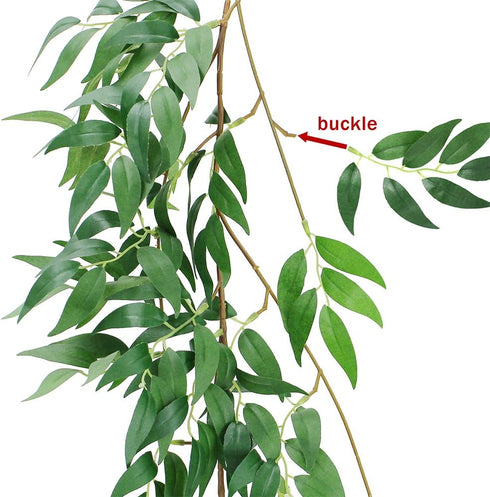 Supla 2 Pack 11.4' Silk Hanging Willow Jungle Leaves Greenery Vines Garland Fake Willow Twigs String in Green for Indoor Outdoor Wedding Decor Jun...