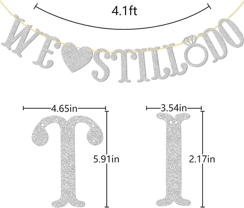 We Still Do Banner for Wedding Anniversary Party Decorations Sign Photo Prop (Silver Glitter)...
