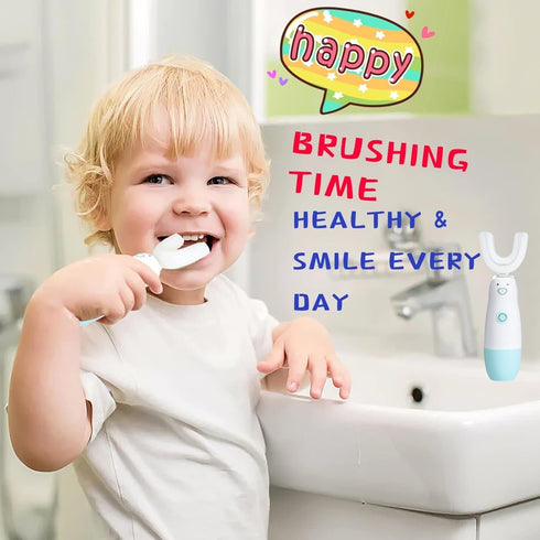 Kids Electric Toothbrush?6 Cleaning Models Toddler Toothbrush Waterproof Battery Powered 360 Automatic Sonic u Shaped Toothbrushes for 2-7 Years O...
