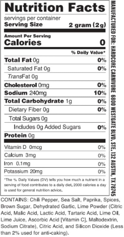 Hardcore Carnivore Chili Lime Seasoning (Large Shaker)...