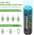 Kruta Ni-MH AA Rechargeable Batteries 2000mah, Double A High Capacity 1.2V Pre-Charged for Garden Landscaping Outdoor Solar Lights, String Lights,...