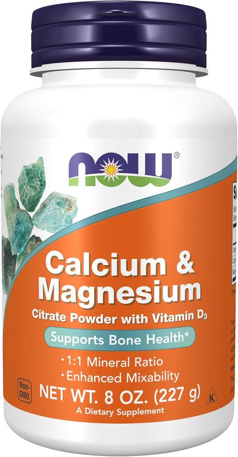 NOW Supplements, Calcium & Magnesium Citrate Powder with Vitamin D3, Supports Bone Health*, 8-Ounce...