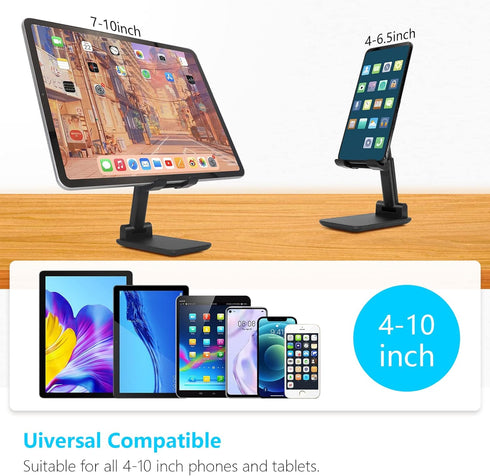 Cell Phone Stand, Folding Desktop Phone Stand, Angle Height Adjustable Mobile Phone Holder for Desk, Office, Tablet Stand Compatible with All Phon...