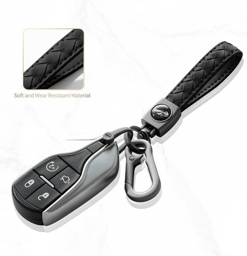 Carabiner Keychain, Universal Heavy Duty Woven Handmade Leather Key Chain, Car Fob Key Keychains with 360 Degree Rotatable Snap Swivel and Anti-Lo...