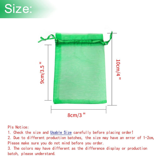 50Pcs 3x4 Inch Organza Bags with Drawstring, Green Small Mesh Gift Jewelry Candy Pouch Christmas Wedding Party Favor Bags...