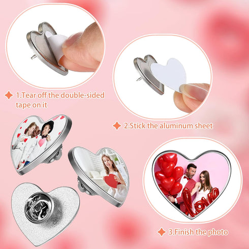 30 Pcs Sublimation Blank Pins DIY Button Badge Kit Sublimation Silver Blank Aluminum Sheet with Butterfly Pin Backs for DIY Craft Jewelry Lapel Ma...