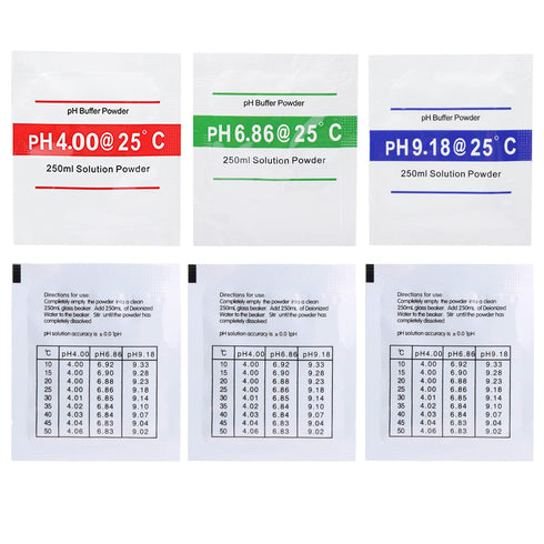 Nynelly 15 Pack pH Meter Buffer Solution Powder pH 6.86, 4.01, 9.18 for Precise Calibrate pH Meter, pH Calibration Powder Solution, pH Tester Cali...