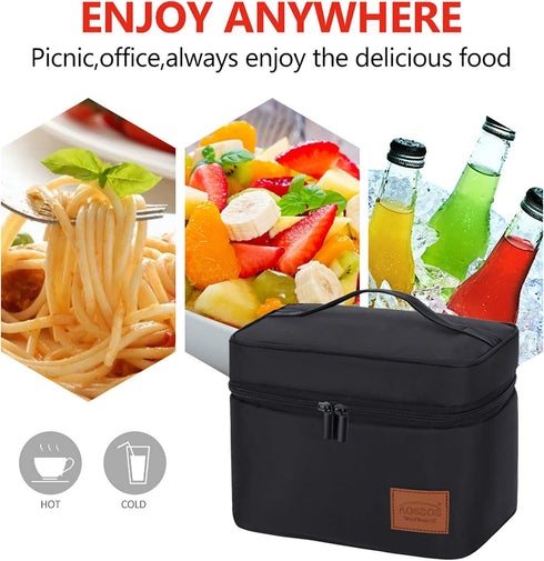 Aosbos Lunch Box Bag for Men Women Insulated Cooler Bags Thermal Bags LunchBag for Food Containers Meal Prep Organizer Adult Lunch Bags for Bento ...