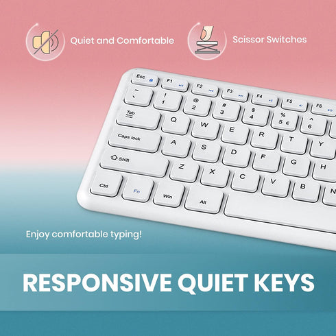 Perixx PERIBOARD-213W Wired Quiet USB Scissor Keyboard - 14.45x4.76x0.70 Inches - Compact Design with Number Pad - White - US English (PERIBOARD-2...