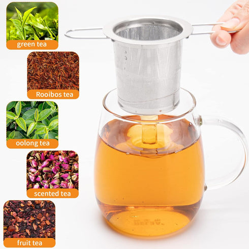 Tea Infuser, Evmliy Stainless Steel Tea Strainer Sitting in Mugs, Tea Infusers for Loose Tea, Tea Diffuser Long-Handled Tea Strainers Tea Filters,...