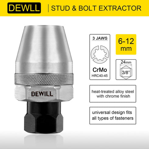 Broken Bolt Remover, Stud Extractor Tool to Locks and Removes 1/4-Inch to 1/2-Inch Rounded Studs, Hexagonal Flat - Suitable for Rust, Painted, Dam...