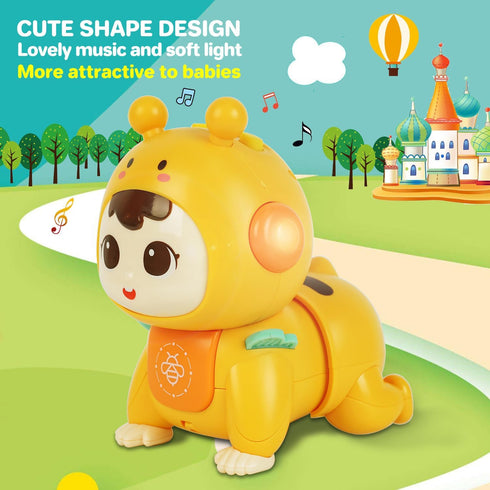 Baby Toys 1 2 years old, Infant Toys with Musical and Light, Early educational toys for toddlers, Baby Crawling Toys 18 Months (Yellow)...