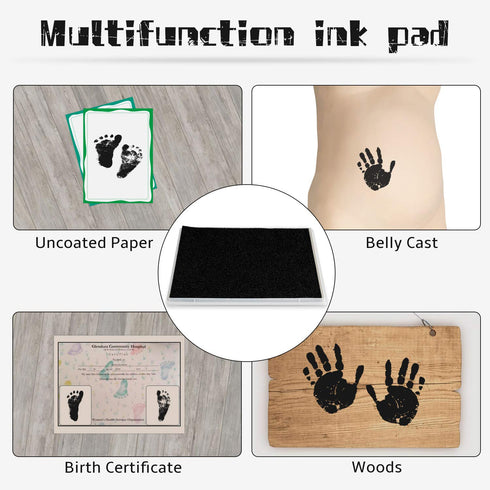 Ink Pad, 5x4'' Washable Non-Toxic Ink Stamp Pad for Baby Footprint Handprint, Black...